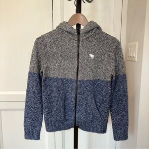Abercrombie Kids Color Block Full Zip Hoodie Sweater Size 13 14 Large Cozy Knit
